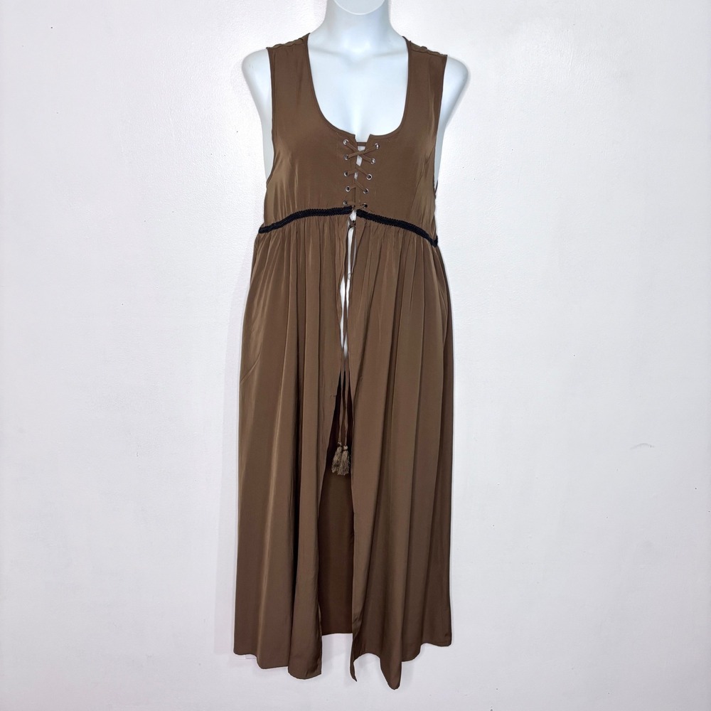 Scarlet Darkness Maxi Tunic Dress 2XL Open Front Renaissance Goth Steampunk